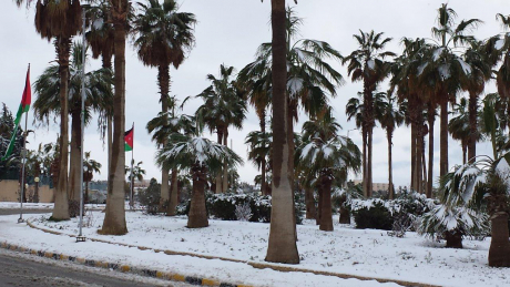Wintereinbruch in Amman - Internationaler Flugplatz